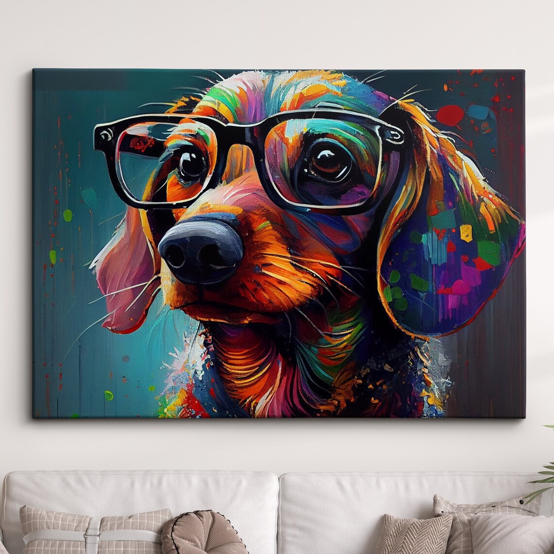 Baby Sausage Dog Abstract Pet Modern Art Print