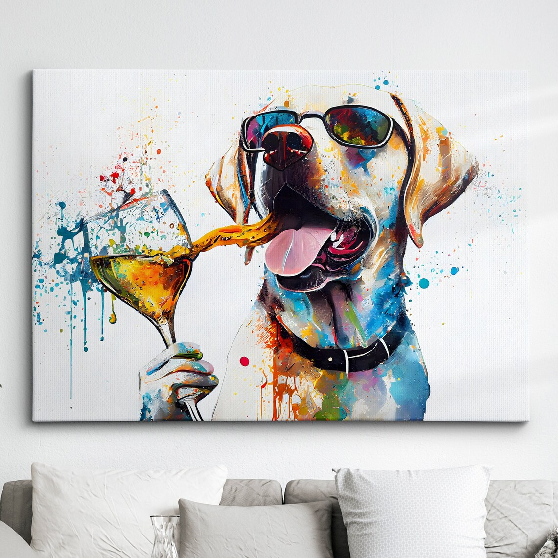 Labrador With Glasses Drinking Cocktail Art Print