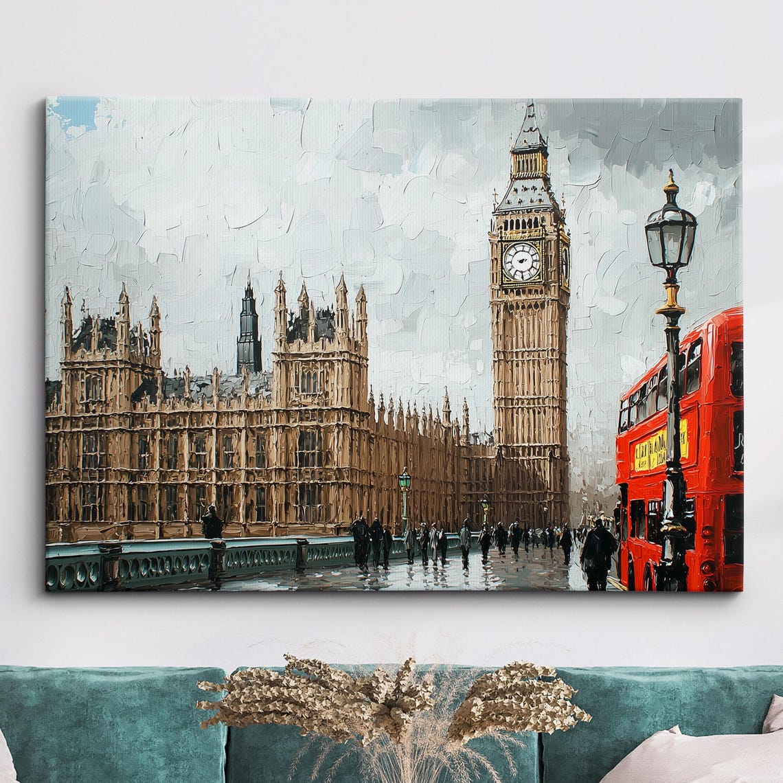 Big Ben London Oil Painting Landmark Travel Landscape Wall Art Framed Canvas Poster Print Home Decor Living Room English Uk Gifts