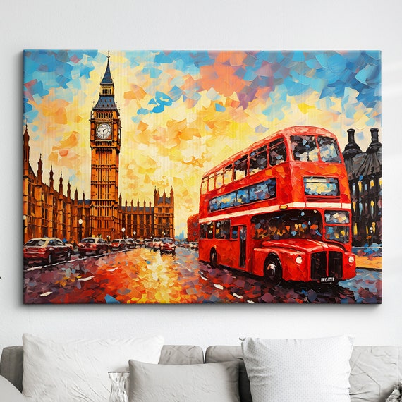 London Bridge Abstract Oil Painting Paint Colourful Uk Big Ben Wall Art Framed Canvas Poster Print Homeoffice Room Decor Gifts