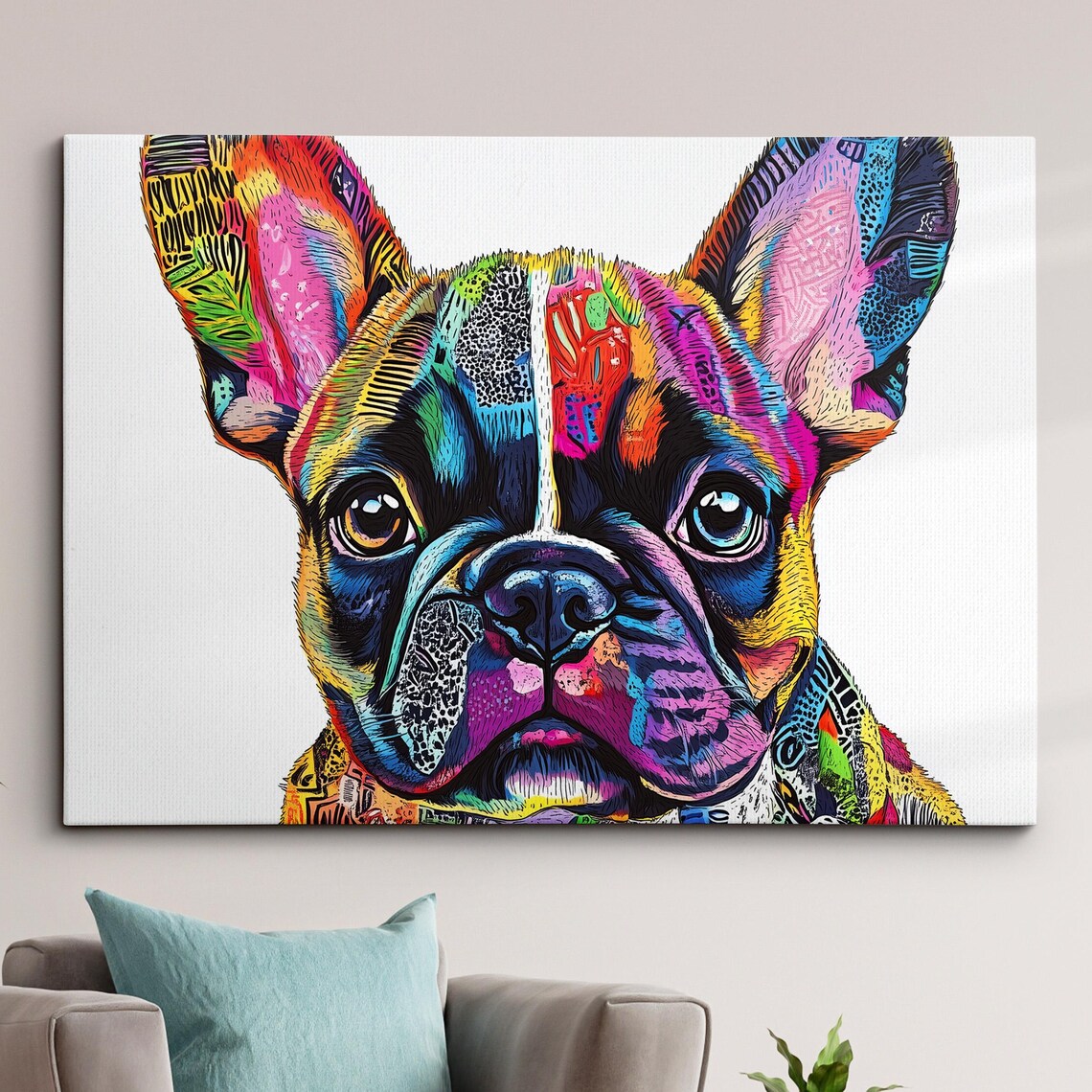 Rainbow Colorful French Bulldog Abstract Portrait Dog Poster Art