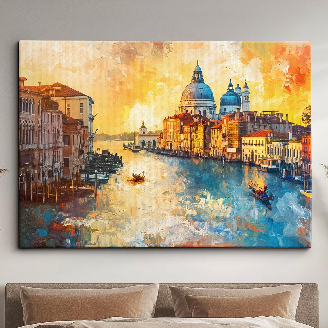 Venice Italy Gondola Boat River Landmark Oil Painting Watercolor Wall Art Framed Calming Canvas Poster Print Homeoffice Room Decor Gifts