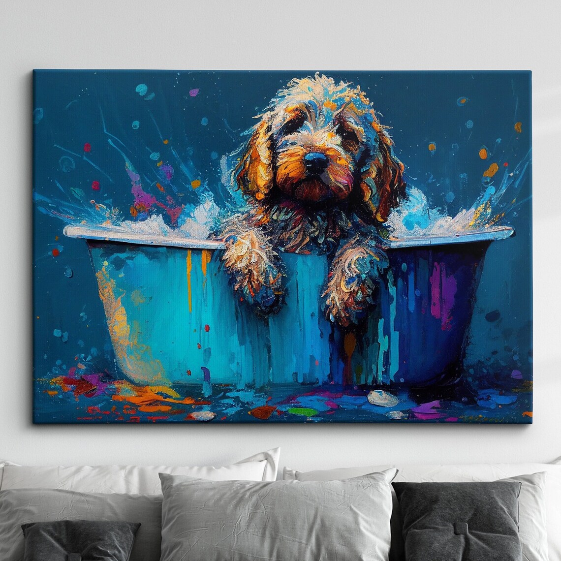 Cockapoo Dog Abstract Modern Oil Painting Art Print