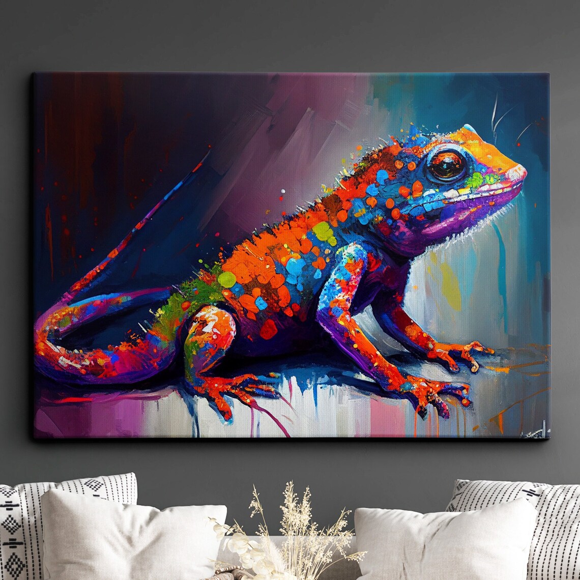 Lizard Abstract Modern Art Print, Home Kitchen Office Decor