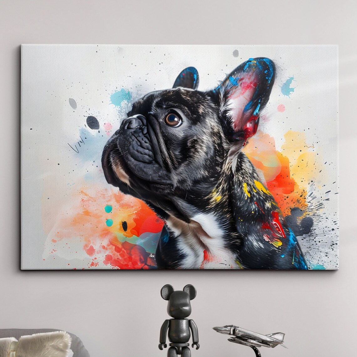 Colorful French Bulldog Home Kitchen Poster Print