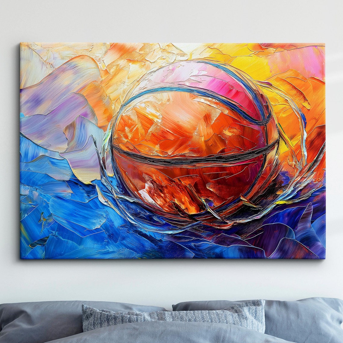 Basketball Abstract Oil Painting Swirling Vortex Colors Poster