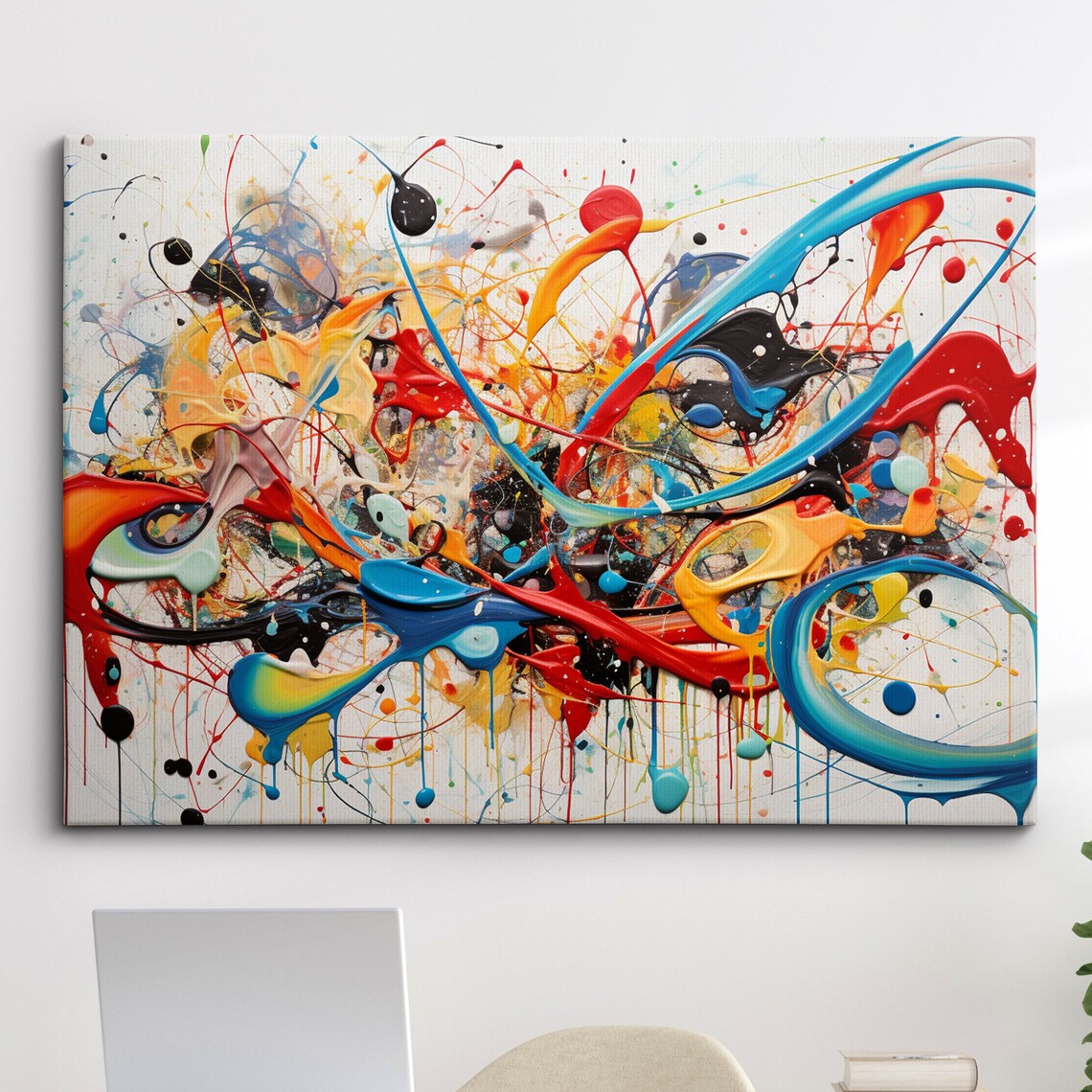 Colorful Paint Splash Abstract Oil Art Print