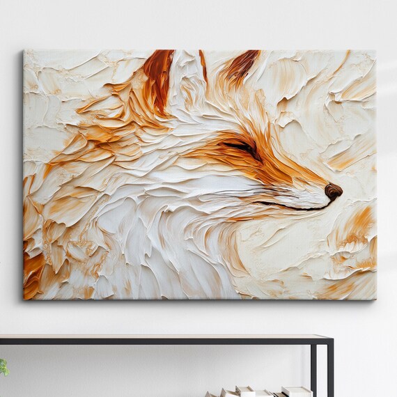 Colorful Fox Animal Abstract Oil Painting Colourful Paint Splatter Style Wall Art Framed Canvas Poster Print Homeoffice Room Decor Gifts