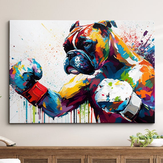 Boxer With Boxing Gloves Abstract Dog Art Print