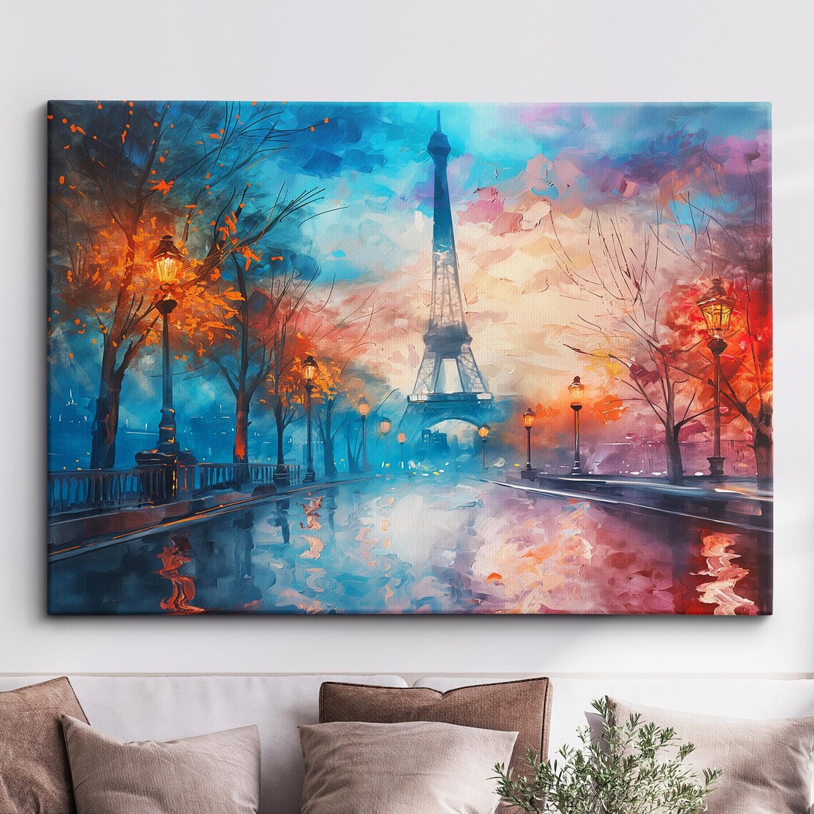 Paris France Eiffel Tower Cityscape Landmark Oil Painting Watercolor Wall Art Framed Canvas Poster Print Homeoffice Room Decor Gifts