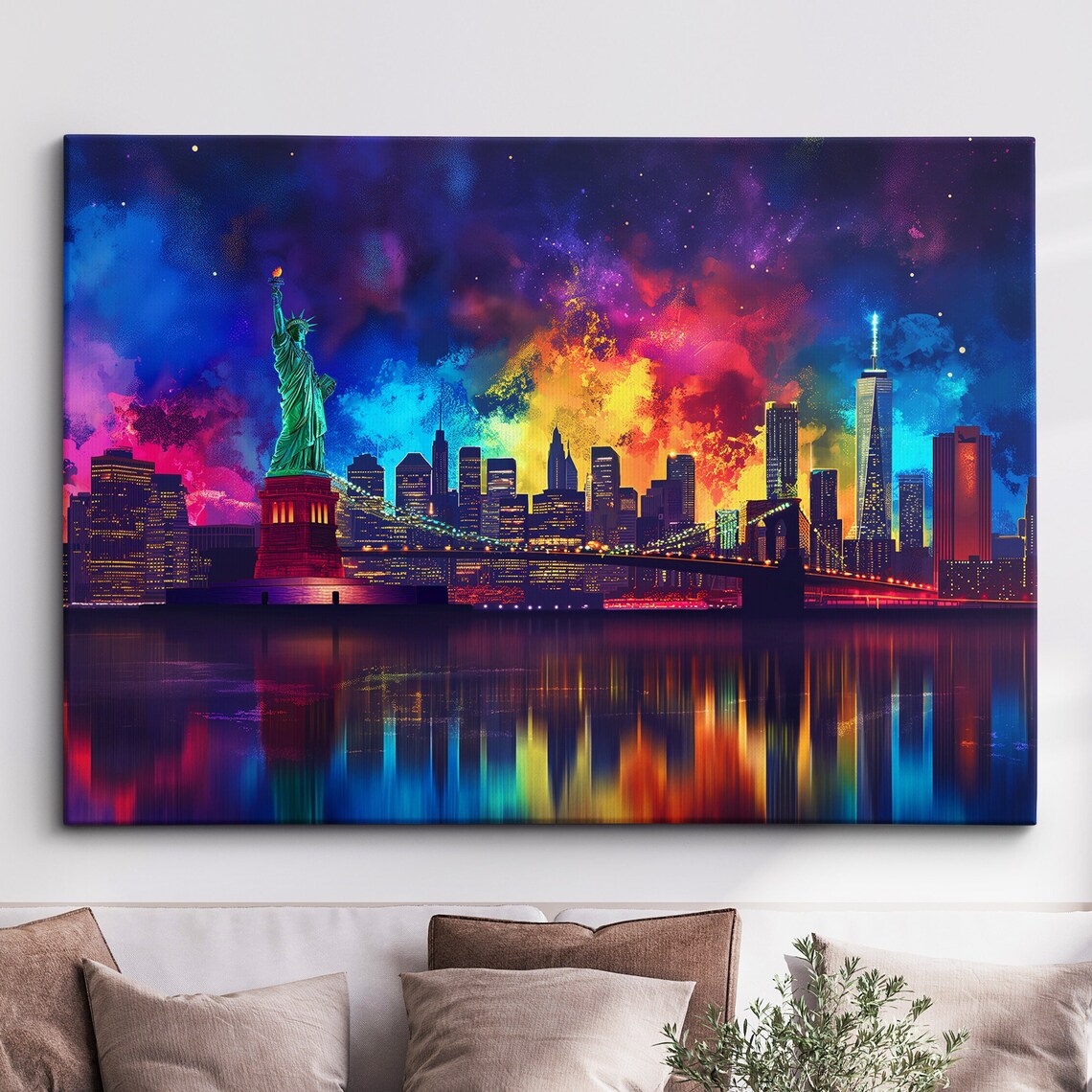 New York City Skyline Sunset Travel Poster