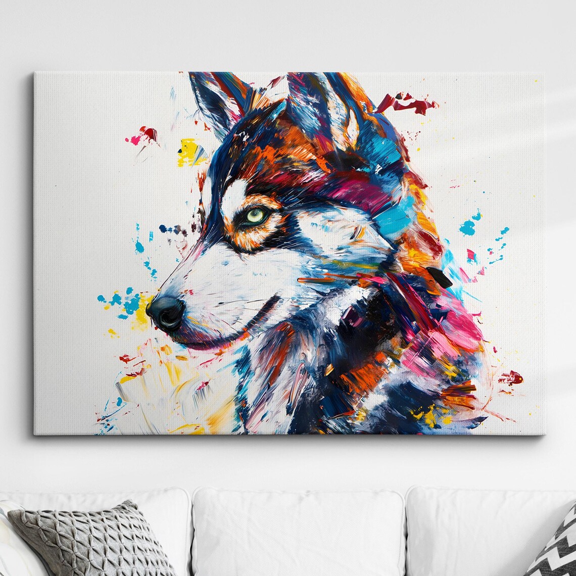 Siberian Husky Abstract Oil Painting Colorful Dog Portrait Poster