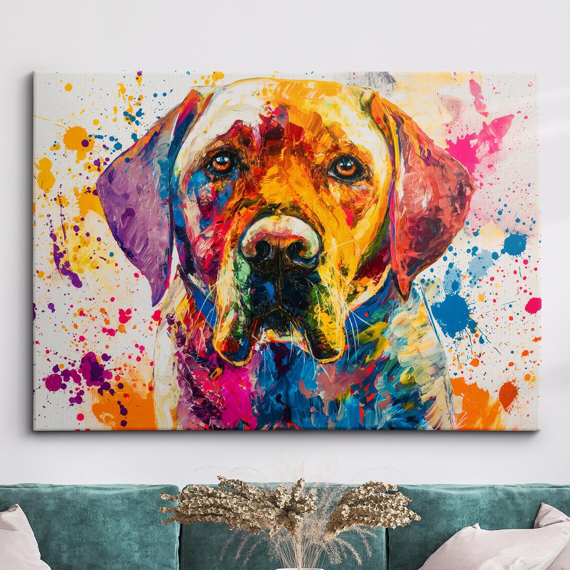 Colorful Splash Dog Portrait Abstract Pop Art Painting Poster