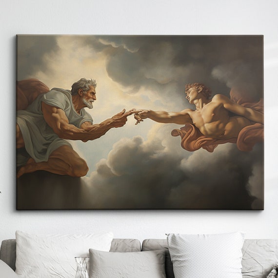 Michelangelos Creation Of Adam Abstract Art Oil Painting Wall Framed Canvas Poster Print Homeoffice Room Decor Gifts