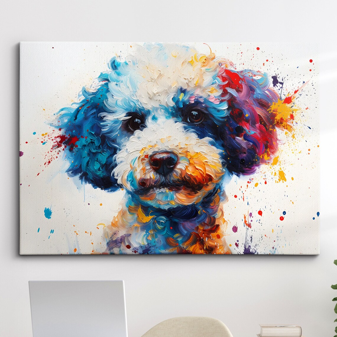Poodle Abstract Dog Splatter Art Print, Pet Decor