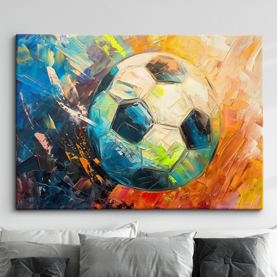 Football Abstract Oil Painting, Sports Wall Art Print
