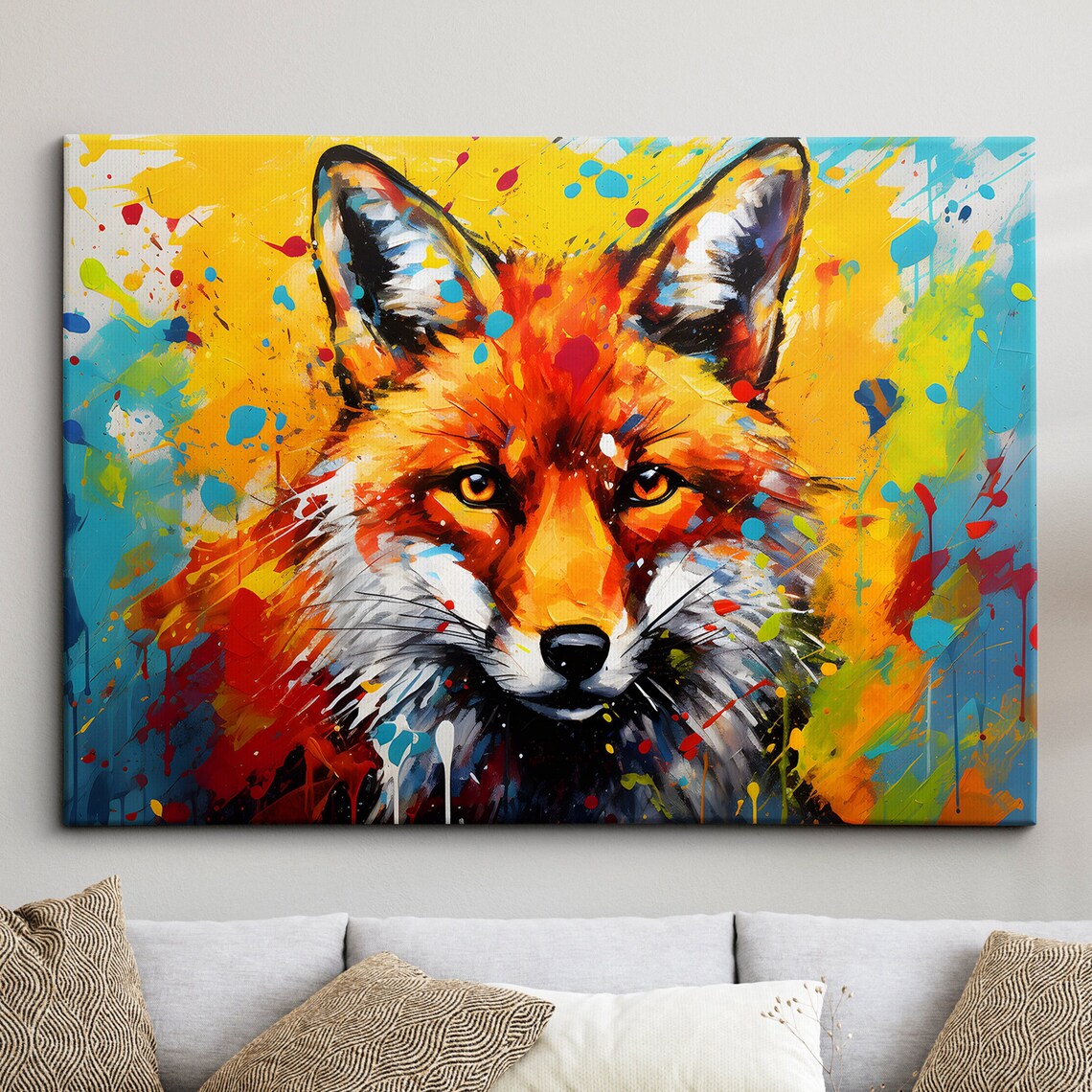 Colorful Fox Abstract Oil Painting Art Print