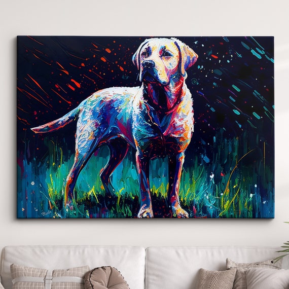 Colorful Labrador Dog Pet Abstract Modern Oil Painting Wall Art Framed Canvas Poster Print Home Kitchen Living Room Decor