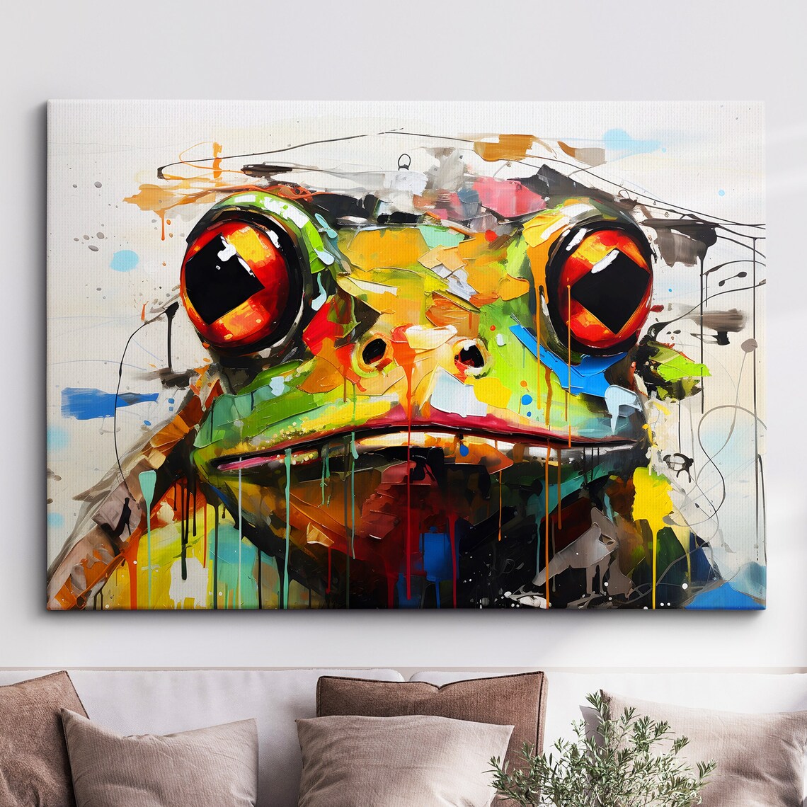 Colorful Abstract Graffiti Frog Face Pop Street Art Painting Poster