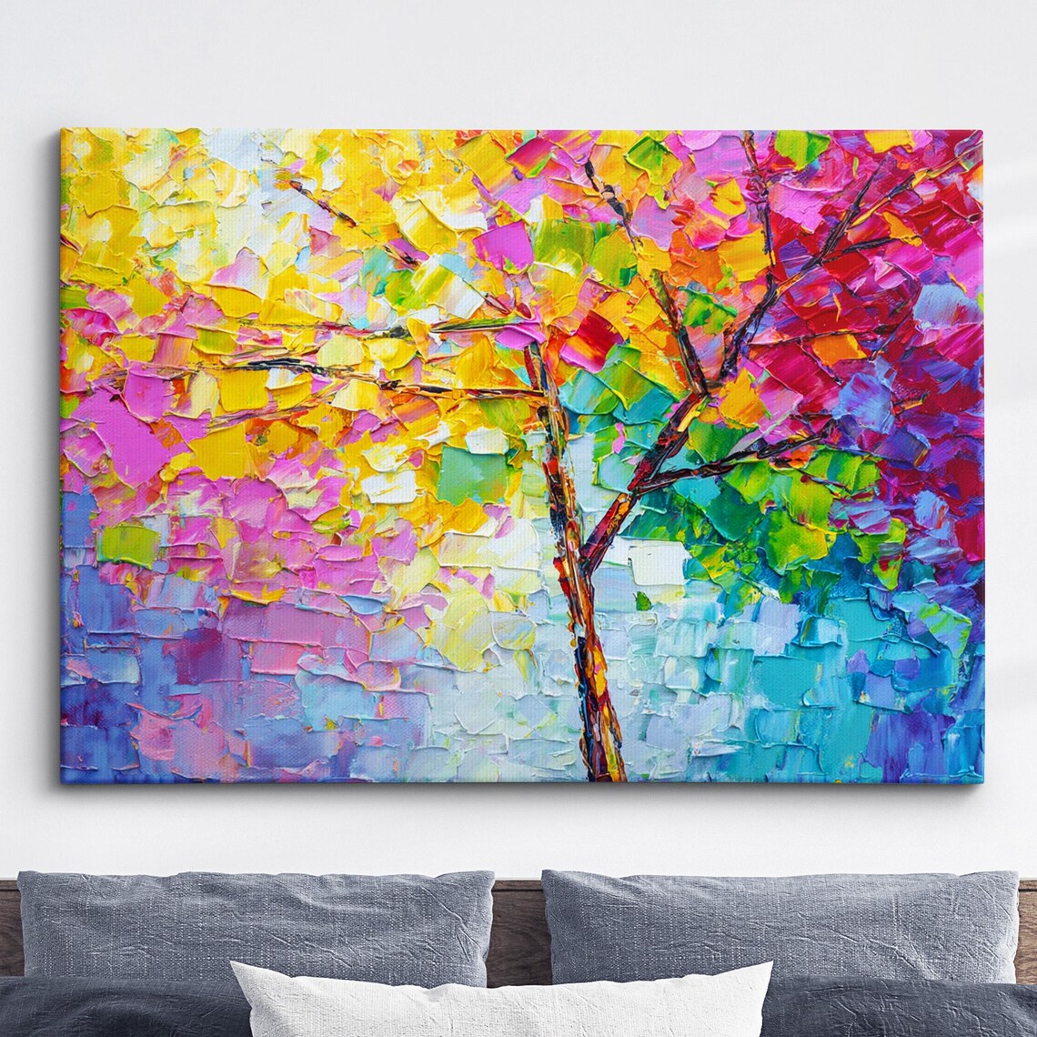 Colorful Tree of Life Canopy Abstract Oil Painting Wall Poster