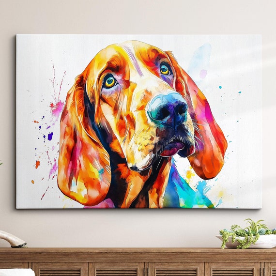 Bloodhounds Abstract Dog Pet Animal Painting Splatter Wall Art Framed Canvas Poster Print Home Kitchen Office Room Decor Family Gifts