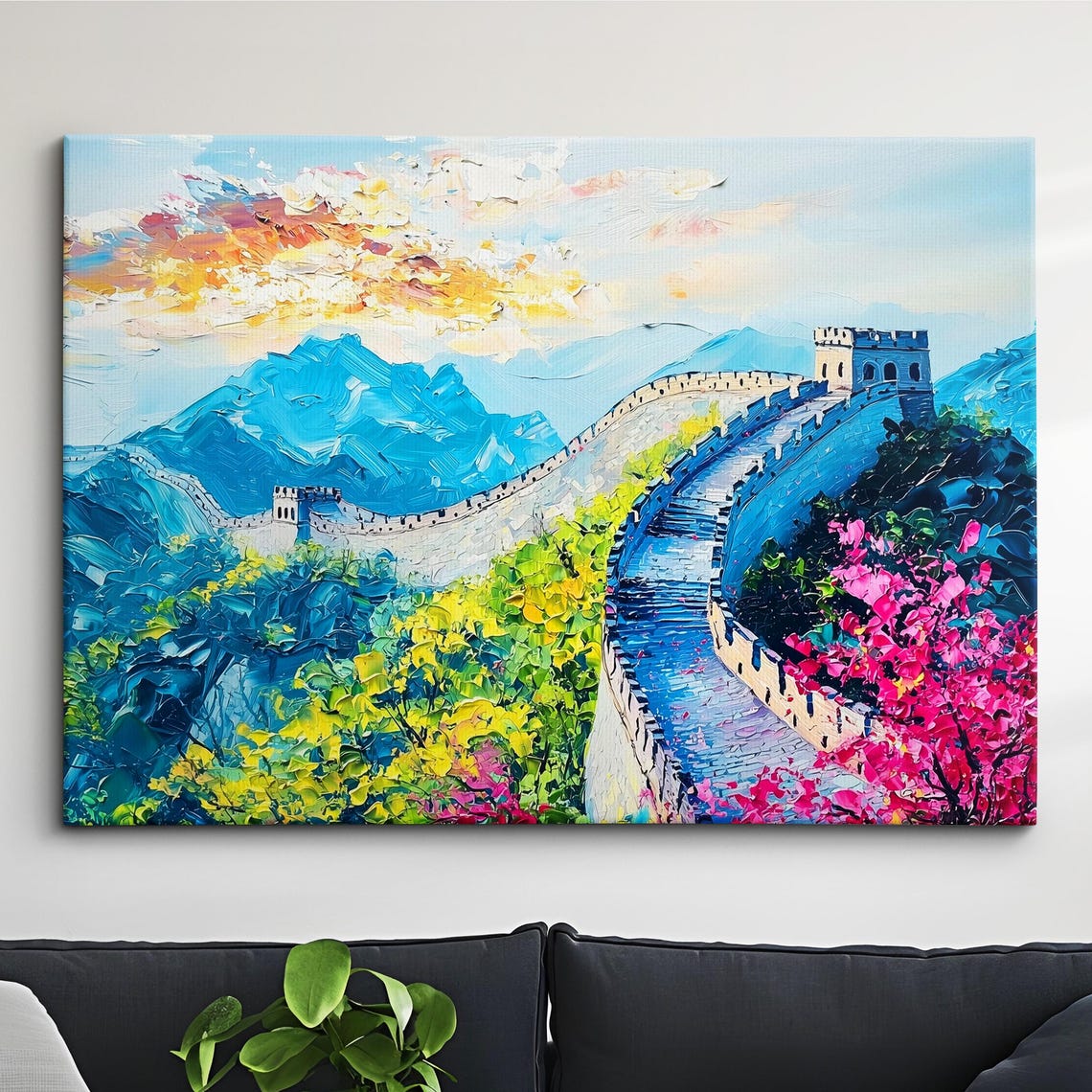 Great Wall Of China Tourist Landmark Landscape Oil Painting Style Art Framed Canvas Poster Print Homeoffice Room Decor Asia Gifts