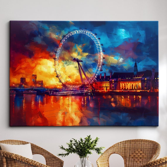 London Bridge Abstract Oil Painting Paint Colourful Uk Eye Wall Art Framed Canvas Poster Print Homeoffice Room Decor Gifts