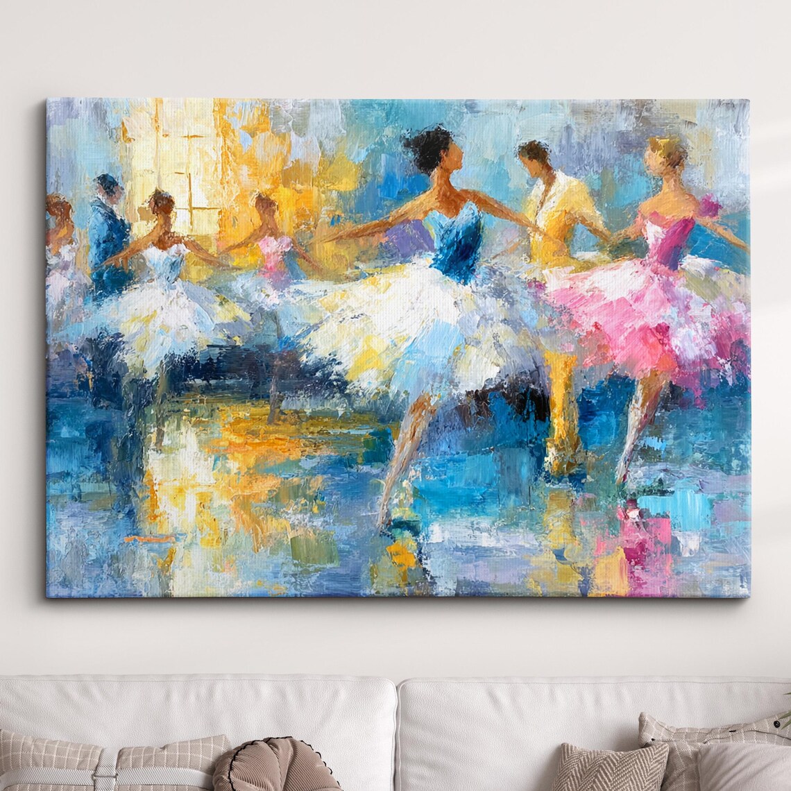 Elegant Ballerina Dancers Impressionist Oil Painting Canvas Print