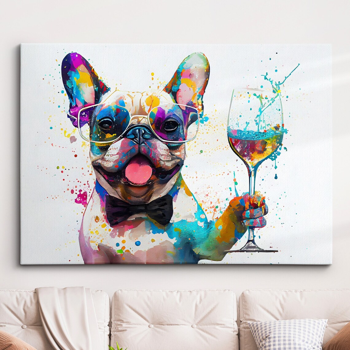 French Bulldog Toasting Drink Abstract Dog Art Print