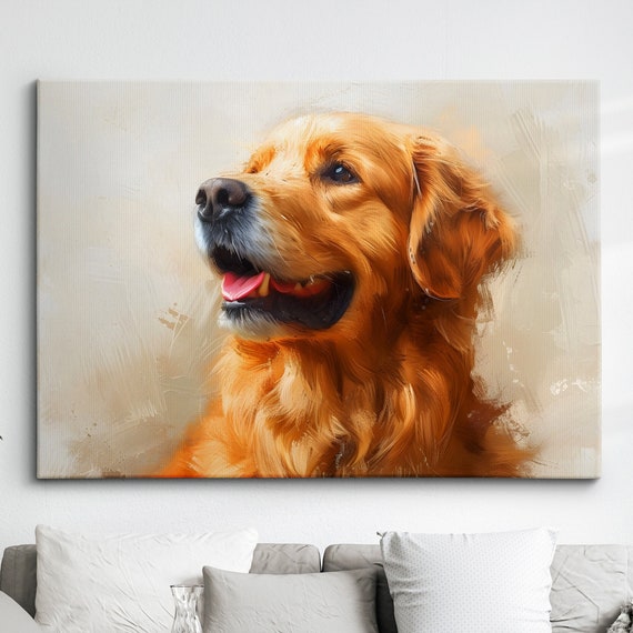 Golden Retriever Dog Pet Abstract Modern Painting Splatter Wall Art Framed Canvas Poster Print Home Kitchen Office Room Decor Gifts