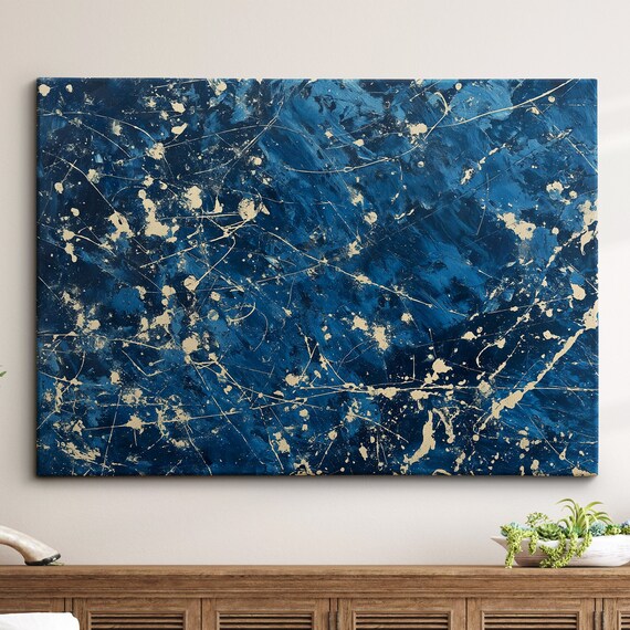 Modern Abstract Blue Beige Free Form Exhibition Oil Painting Wall Art Framed Canvas Poster Print Home Living Room Decor