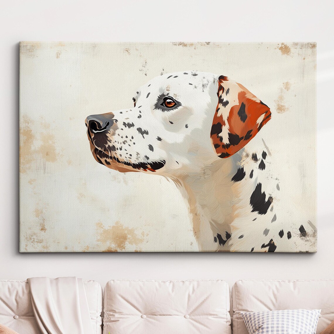 Dalmatian Dog Profile Portrait Vintage Style Oil Painting Poster