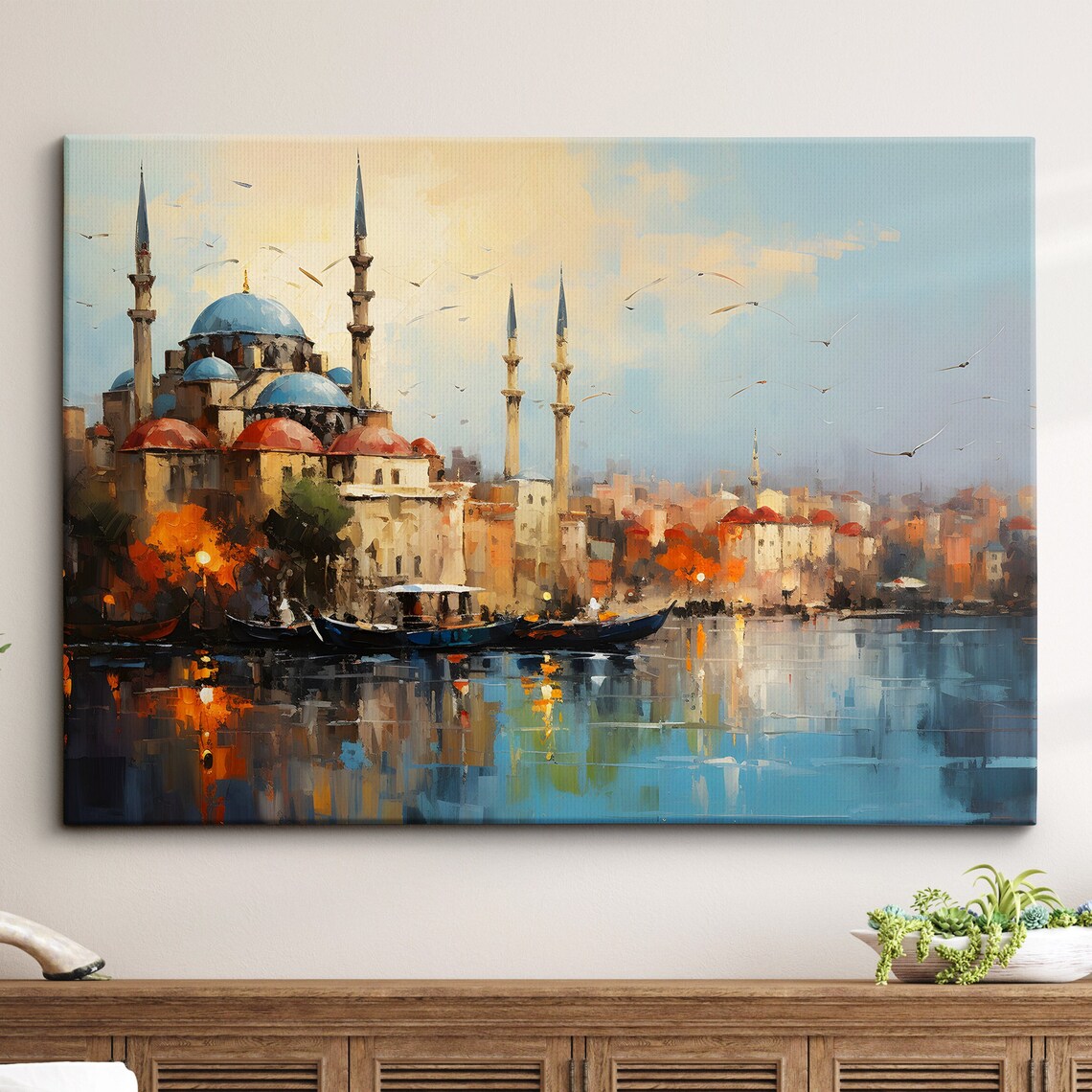 Istanbul River Mosque, Turkey City Landmark Art Print