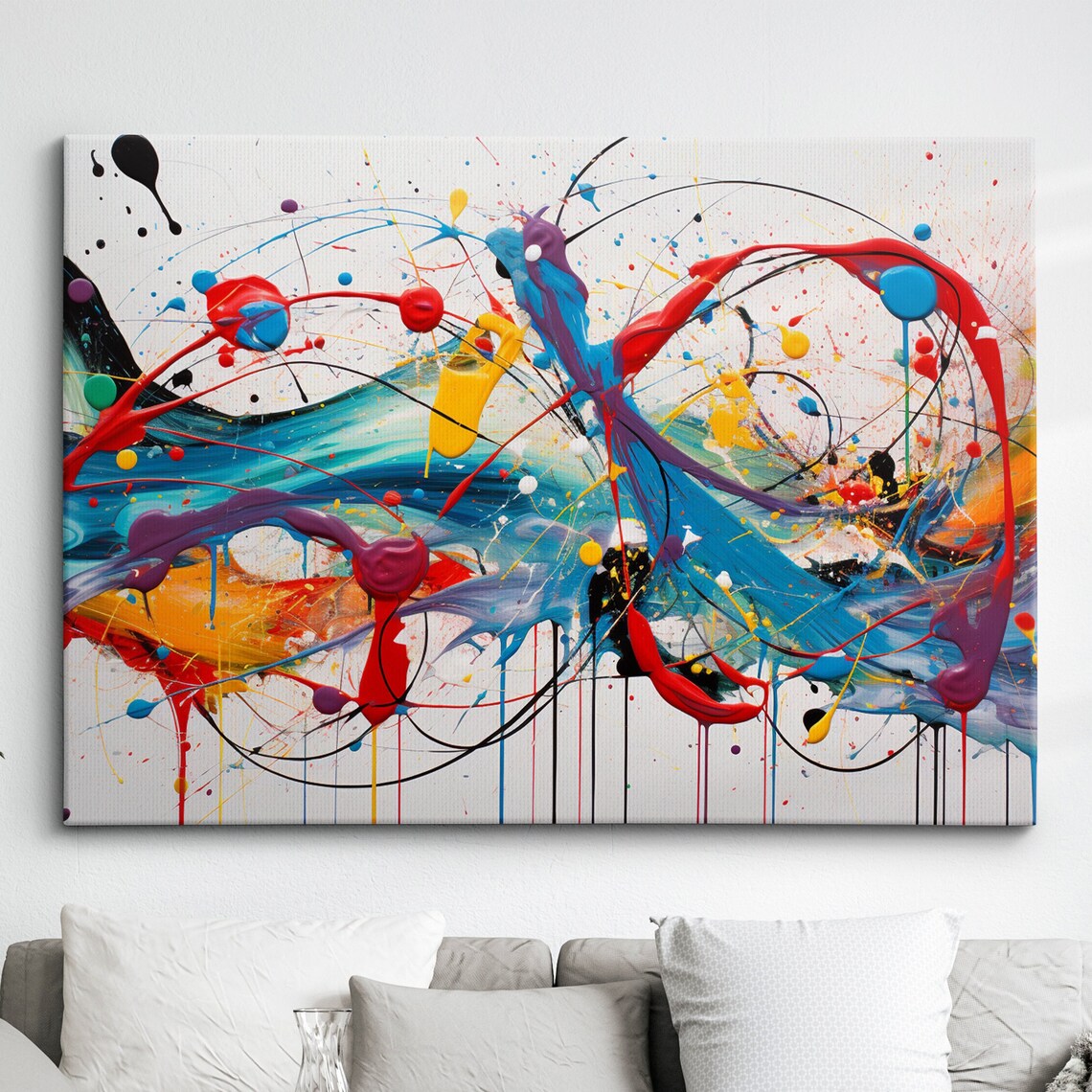 Colorful Paint Splash Abstract Oil Painting Art Print