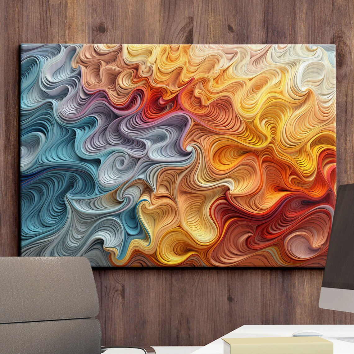 Pastel Waves Abstract Oil Painting Art Print