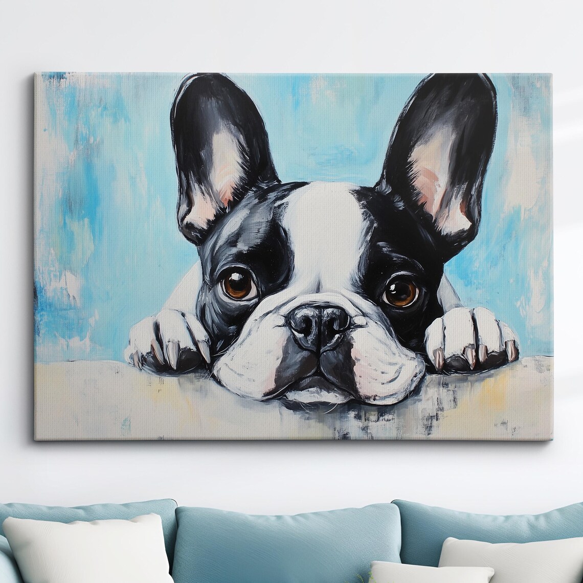 French Bulldog Abstract Modern Oil Art Print