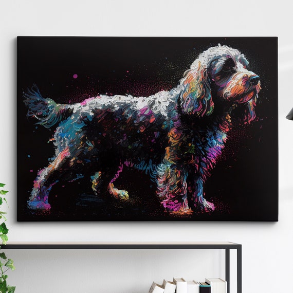 Colorful Cockapoo Dog Pet Abstract Modern Oil Painting Wall Art Framed Canvas Poster Print Home Kitchen Office Room Decor Gifts