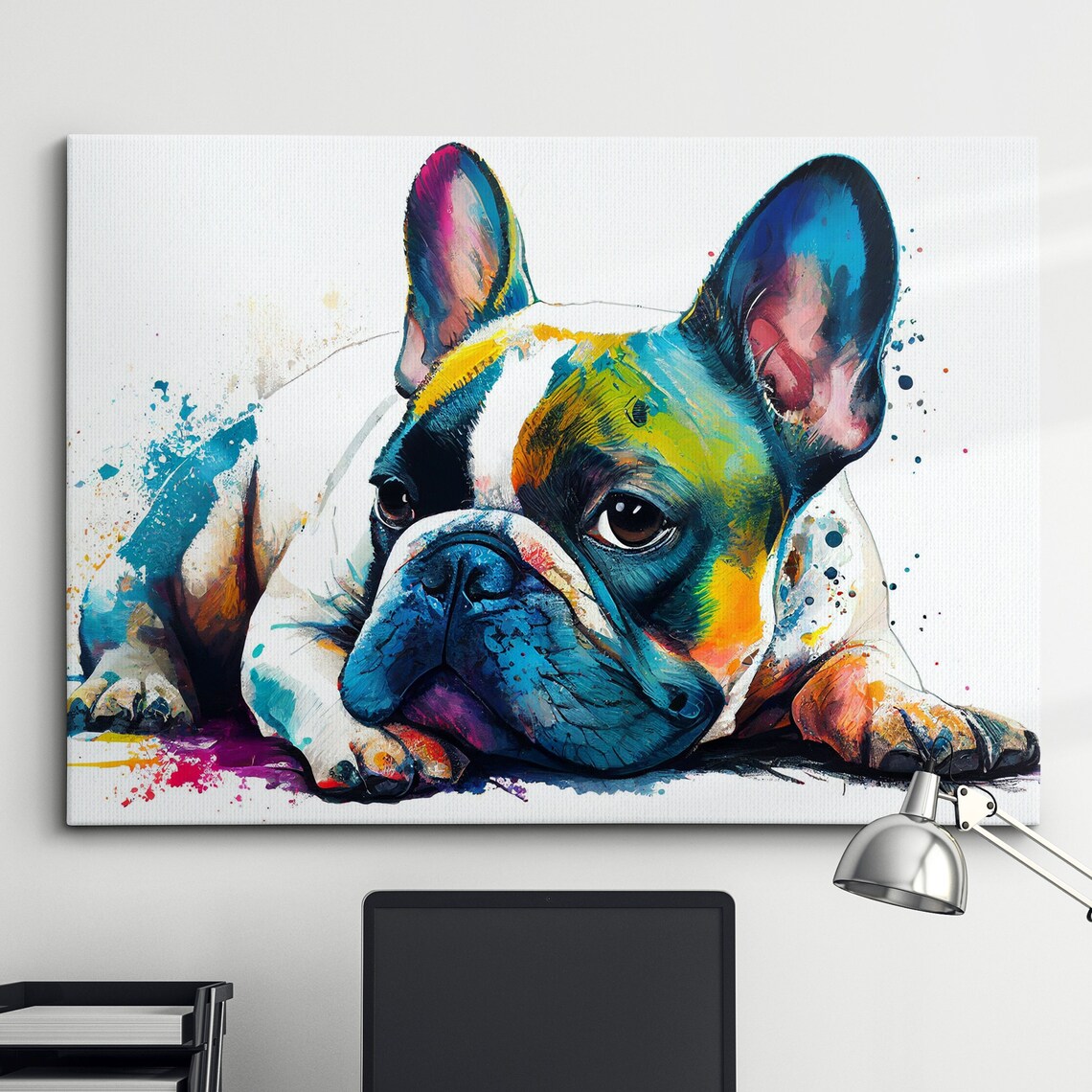 French Bulldog Abstract Modern Oil Painting Art Print