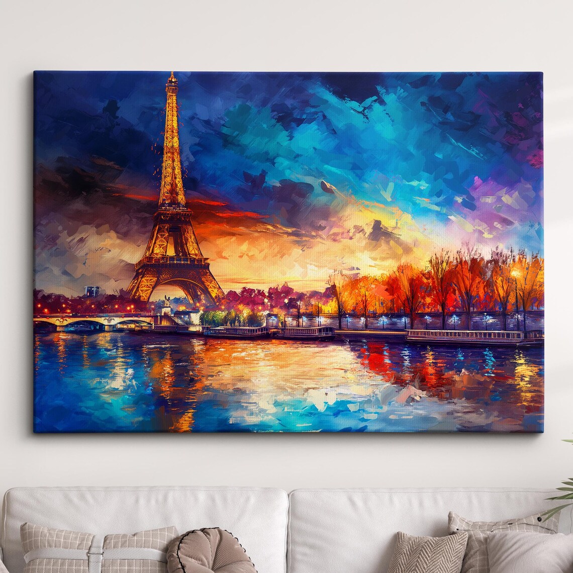 Eiffel Tower Paris At Sunset Vibrant Oil Painting Landmark Poster