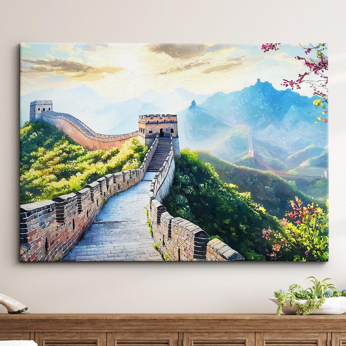 Great Wall Of China Tourist Landmark Landscape Oil Painting Style Art Framed Canvas Poster Print Homeoffice Room Decor Asia Gifts