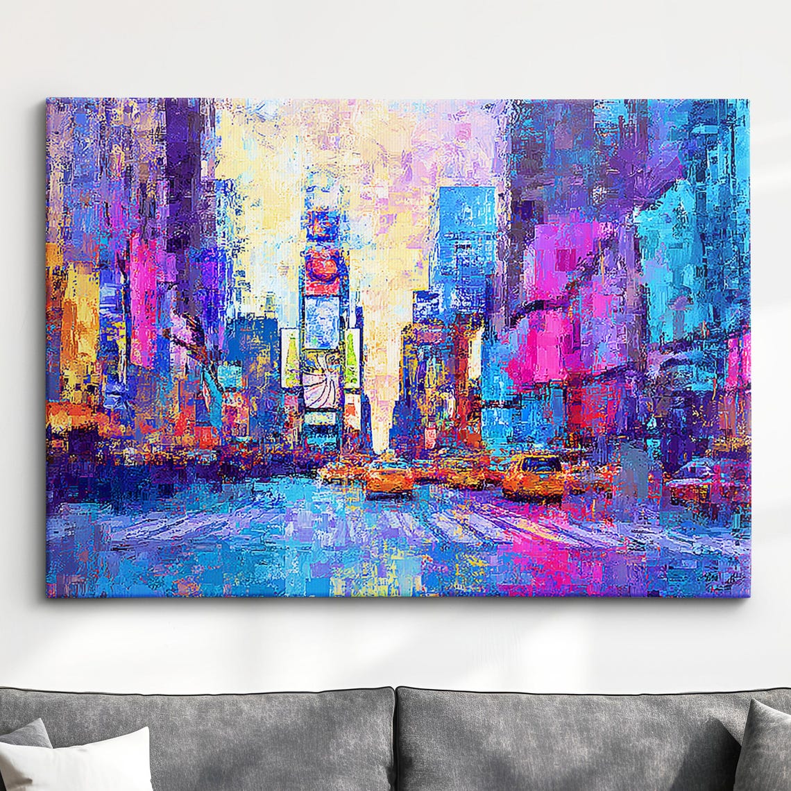 New York City Street Landmark Oil Painting Style Wall Art Framed Calming Canvas Poster Print Homeoffice Room Decor Gifts For Office Home