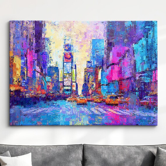 Colorful New York City Street With Yellow Taxis Abstract Art Poster