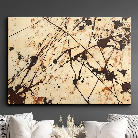 Modern Abstract Beige Brown Free Form Exhibition Oil Painting Wall Art Framed Canvas Poster Print Home Living Room Decor