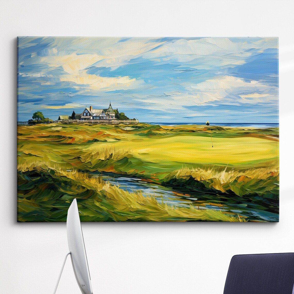 St Andrews Golf Swing Abstract Oil Painting Poster