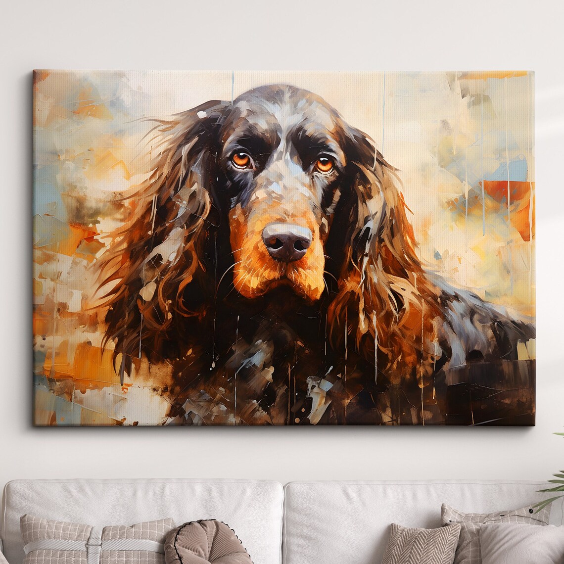 English Cocker Spaniel Portrait Oil Painting Style Canvas Art Poster
