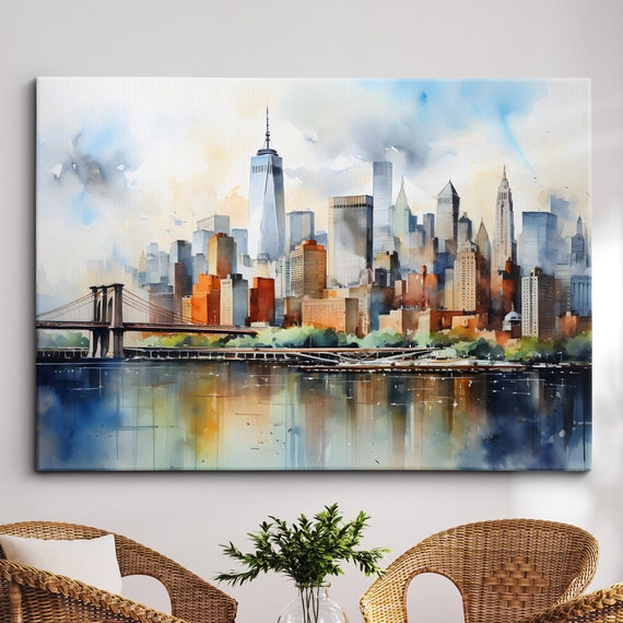 New York City Skyline Bridges Landmark Art Print
