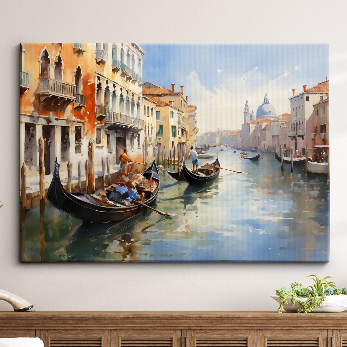 Venice Italy Gondolas Grand Canal Watercolor Painting Poster