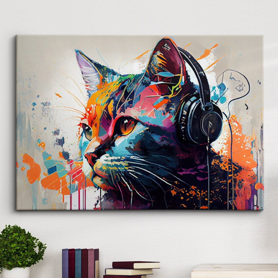 Modern Cat Drinking Wine, Abstract Pet Art Print