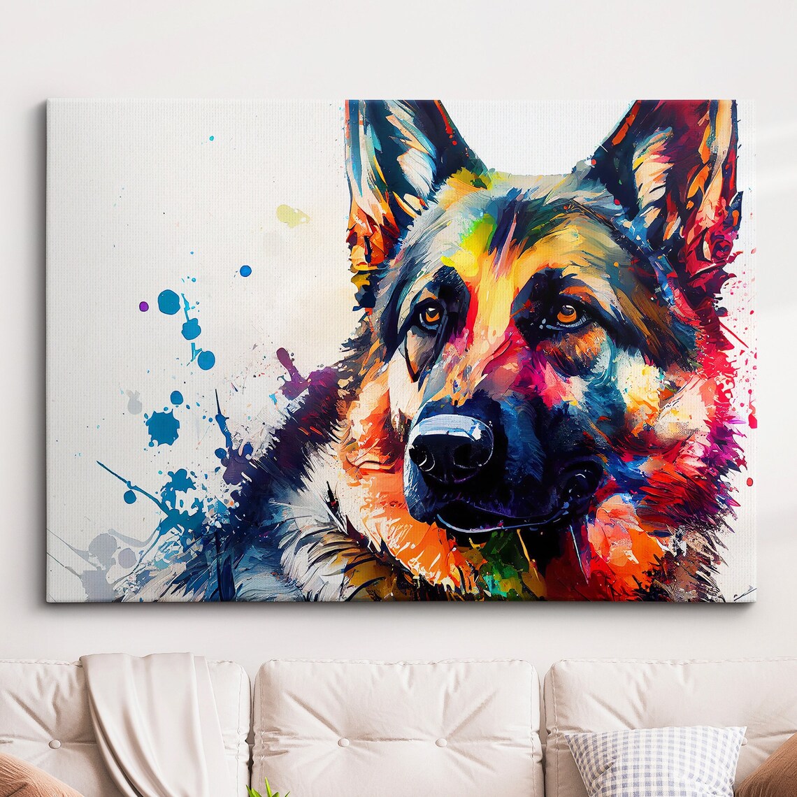 German Shepherd Abstract Dog Painting, Splatter Art Print