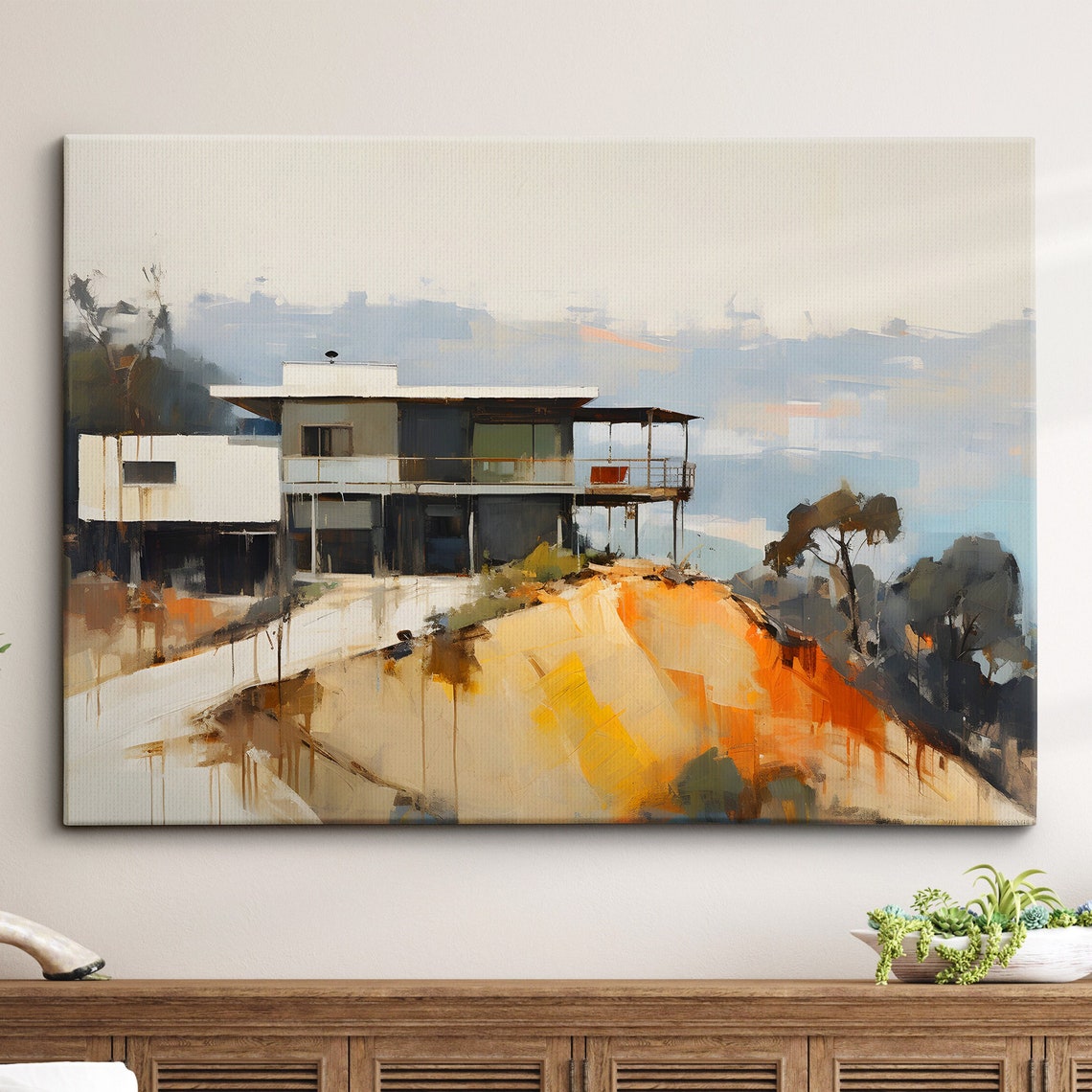 Los Angeles Modern Hillside House Abstract Architecture Poster